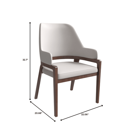 Ethora Dining Chair Upholstered in Leather with Curved Open Back Design and Rubberwood Frame