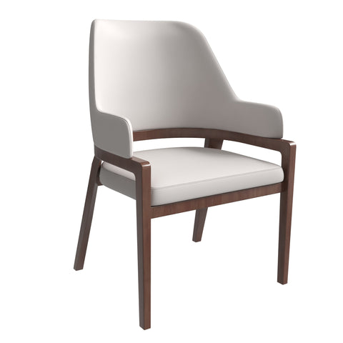Ethora Dining Chair Upholstered in Leather with Curved Open Back Design and Rubberwood Frame