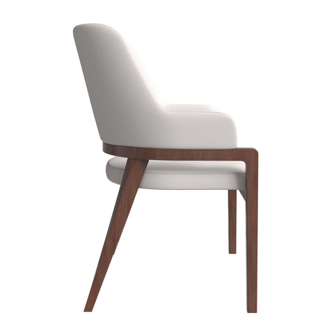 Ethora Dining Chair Upholstered in Leather with Curved Open Back Design and Rubberwood Frame