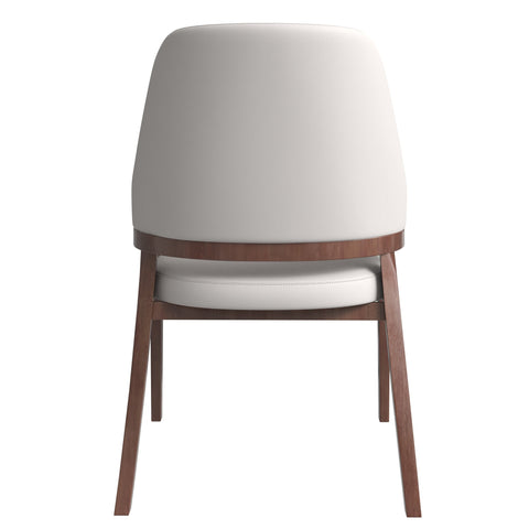 Ethora Dining Chair Upholstered in Leather with Curved Open Back Design and Rubberwood Frame