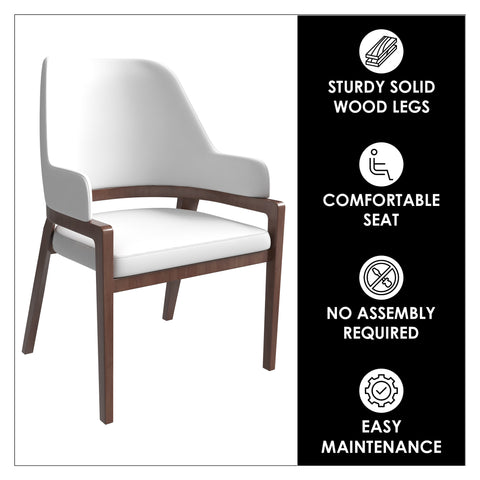 Ethora Dining Chair Upholstered in Leather with Curved Open Back Design and Rubberwood Frame
