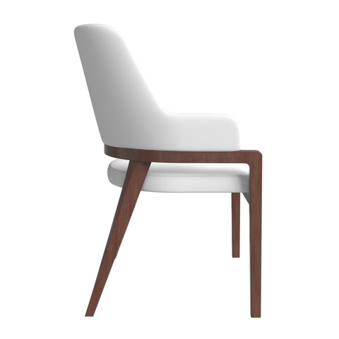 Ethora Dining Chair Upholstered in Leather with Curved Open Back Design and Rubberwood Frame