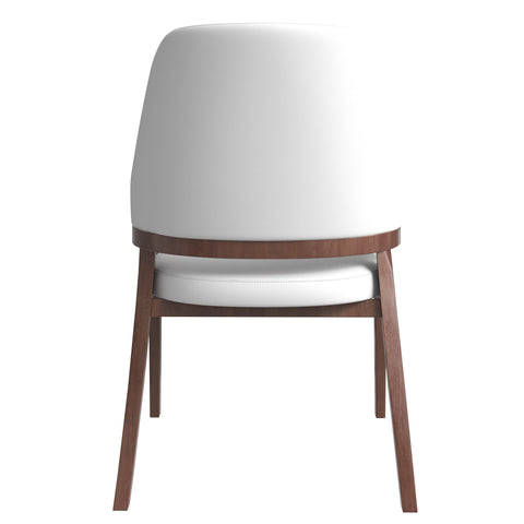 Ethora Dining Chair Upholstered in Leather with Curved Open Back Design and Rubberwood Frame