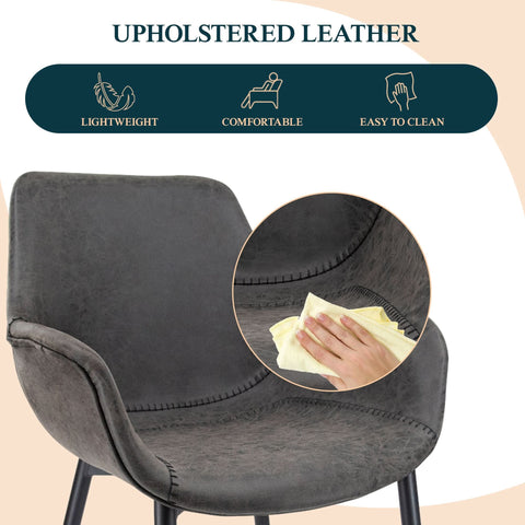 Markley Modern Leather Dining Arm Chair With Black/Gold Metal Legs