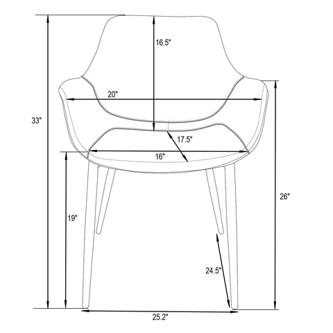 Markley Modern Leather Dining Arm Chair With Black/Gold Metal Legs