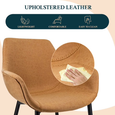 Markley Modern Leather Dining Arm Chair With Black/Gold Metal Legs
