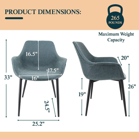 Markley Modern Leather Dining Arm Chair With Black/Gold Metal Legs