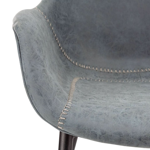 Markley Modern Leather Dining Arm Chair With Black/Gold Metal Legs