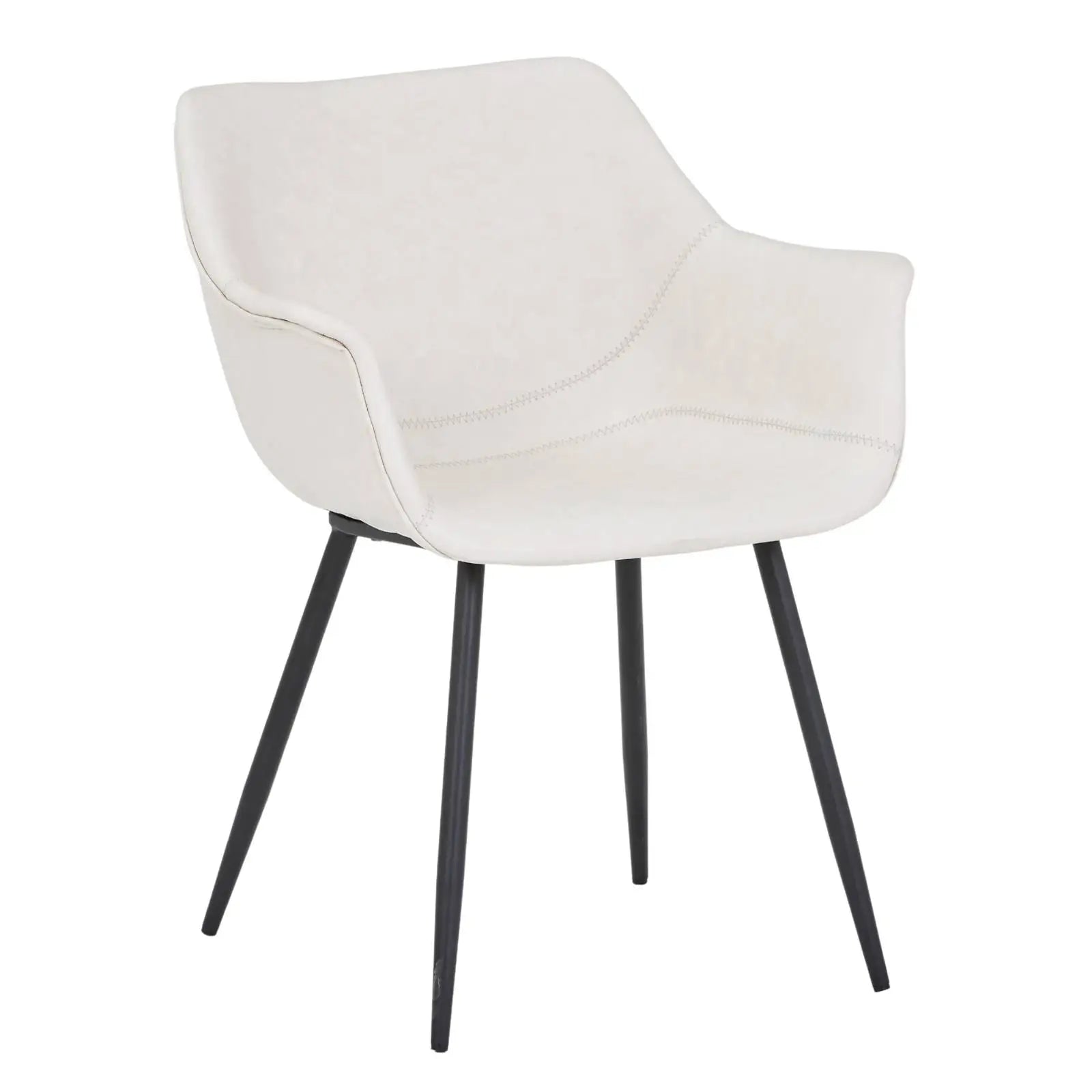 Markley Leather Dining Chair with Powder-Coated Iron Legs