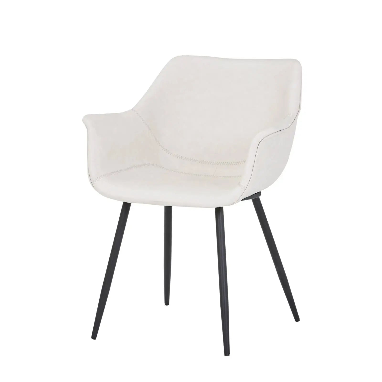 Markley Leather Dining Chair with Powder-Coated Iron Legs
