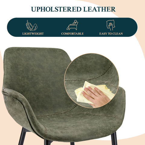 Markley Modern Leather Dining Arm Chair With Black/Gold Metal Legs