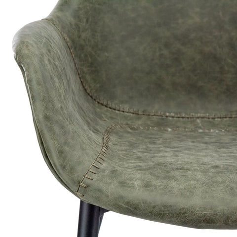 Markley Modern Leather Dining Arm Chair With Black/Gold Metal Legs