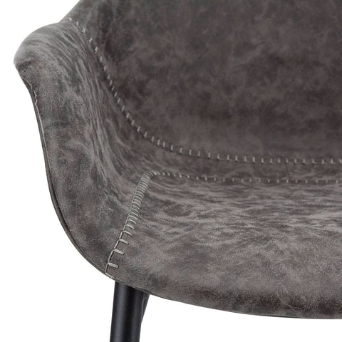 Markley Modern Leather Dining Arm Chair With Black/Gold Metal Legs