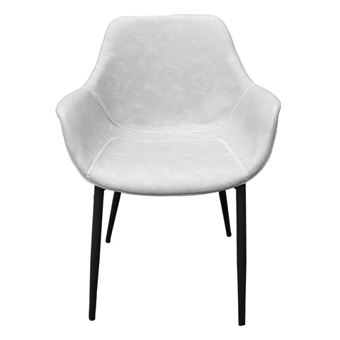 Markley Modern Leather Dining Arm Chair With Black/Gold Metal Legs