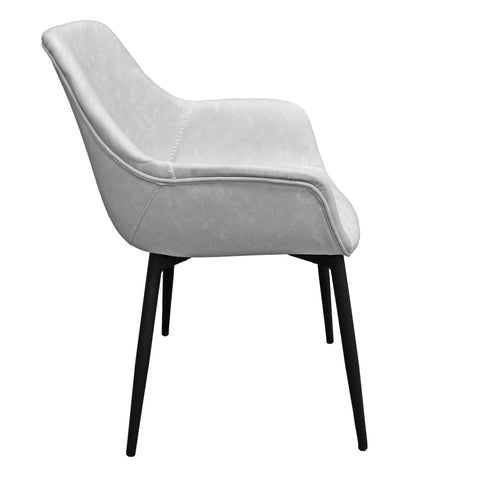 Markley Modern Leather Dining Arm Chair With Black/Gold Metal Legs