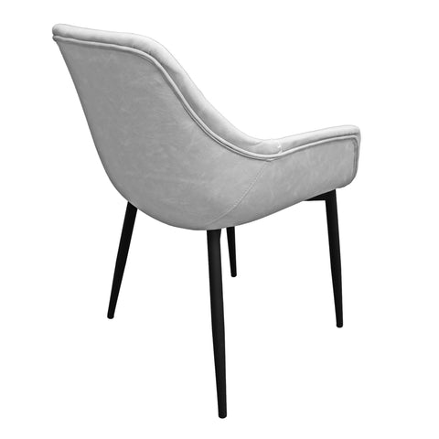 Markley Modern Leather Dining Arm Chair With Black/Gold Metal Legs