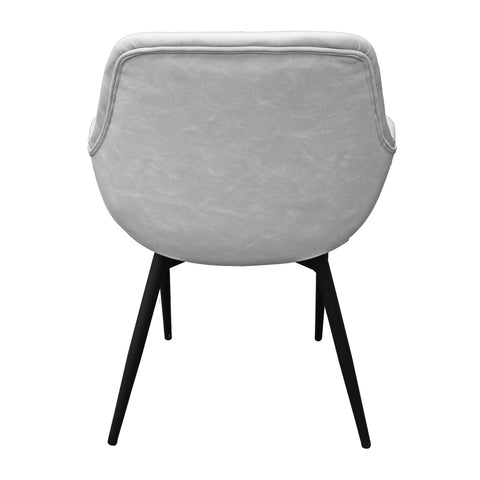 Markley Modern Leather Dining Arm Chair With Black/Gold Metal Legs