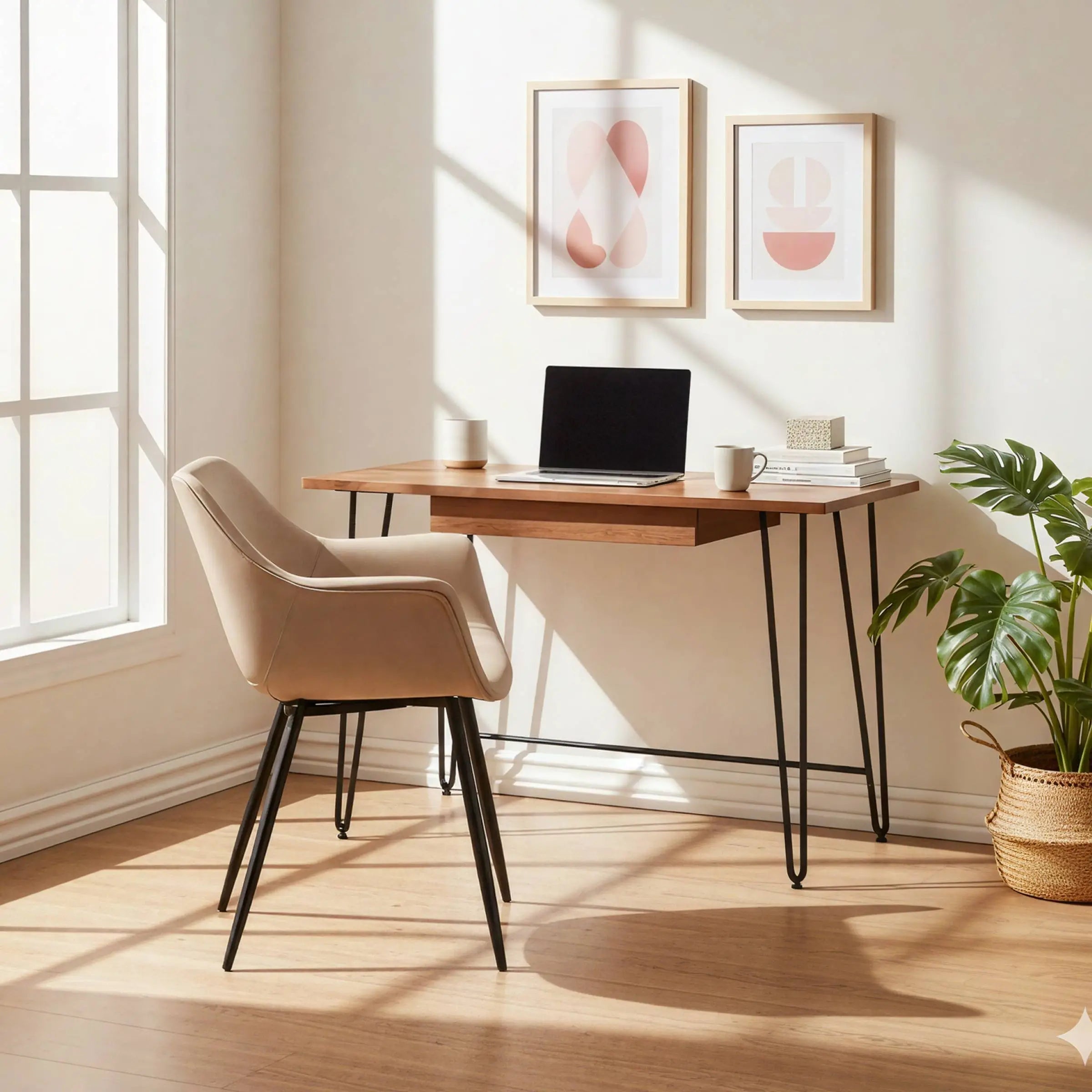 Markley Leather Dining Chair with Powder-Coated Iron Legs