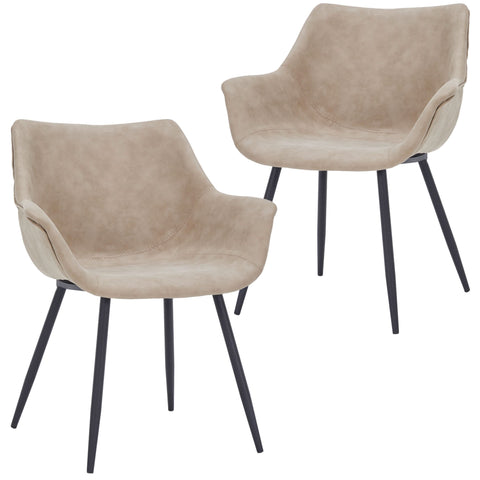 Markley Modern Leather Dining Arm Chair With Metal Legs Set of 2