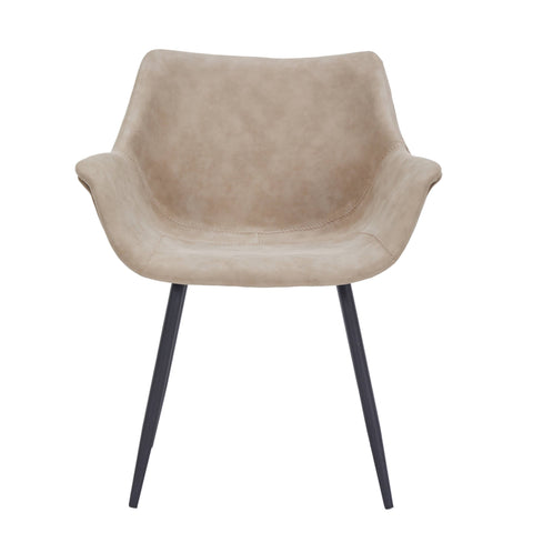 Markley Modern Leather Dining Arm Chair With Metal Legs Set of 2