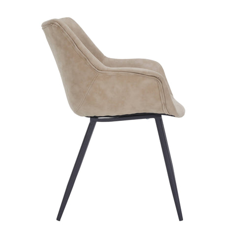 Markley Modern Leather Dining Arm Chair With Metal Legs Set of 2