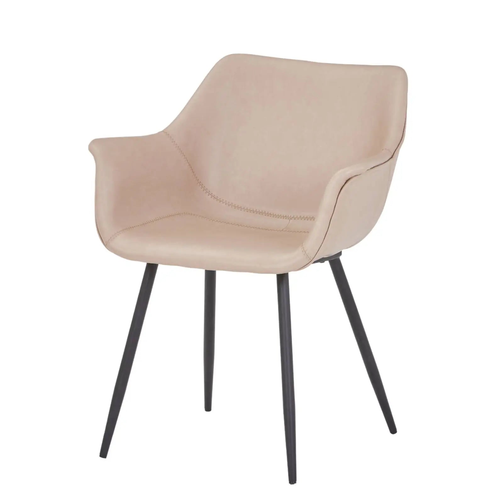 Markley Leather Dining Chair with Powder-Coated Iron Legs