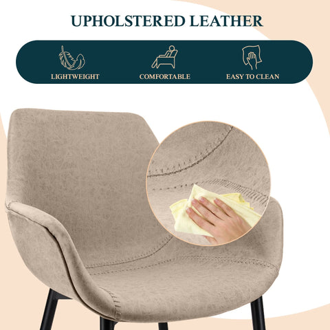 Markley Modern Leather Dining Arm Chair With Black/Gold Metal Legs