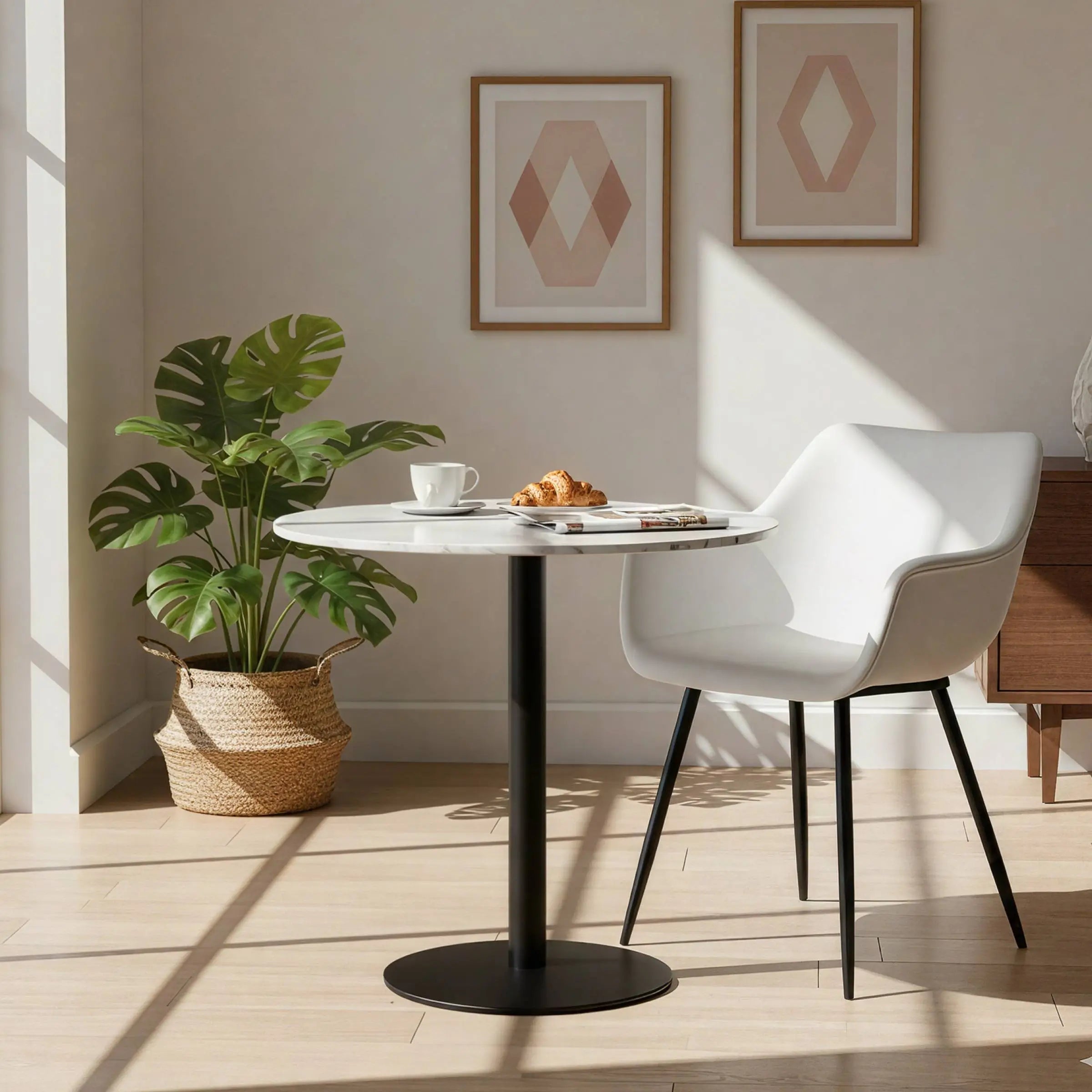Markley Leather Dining Chair with Powder-Coated Iron Legs