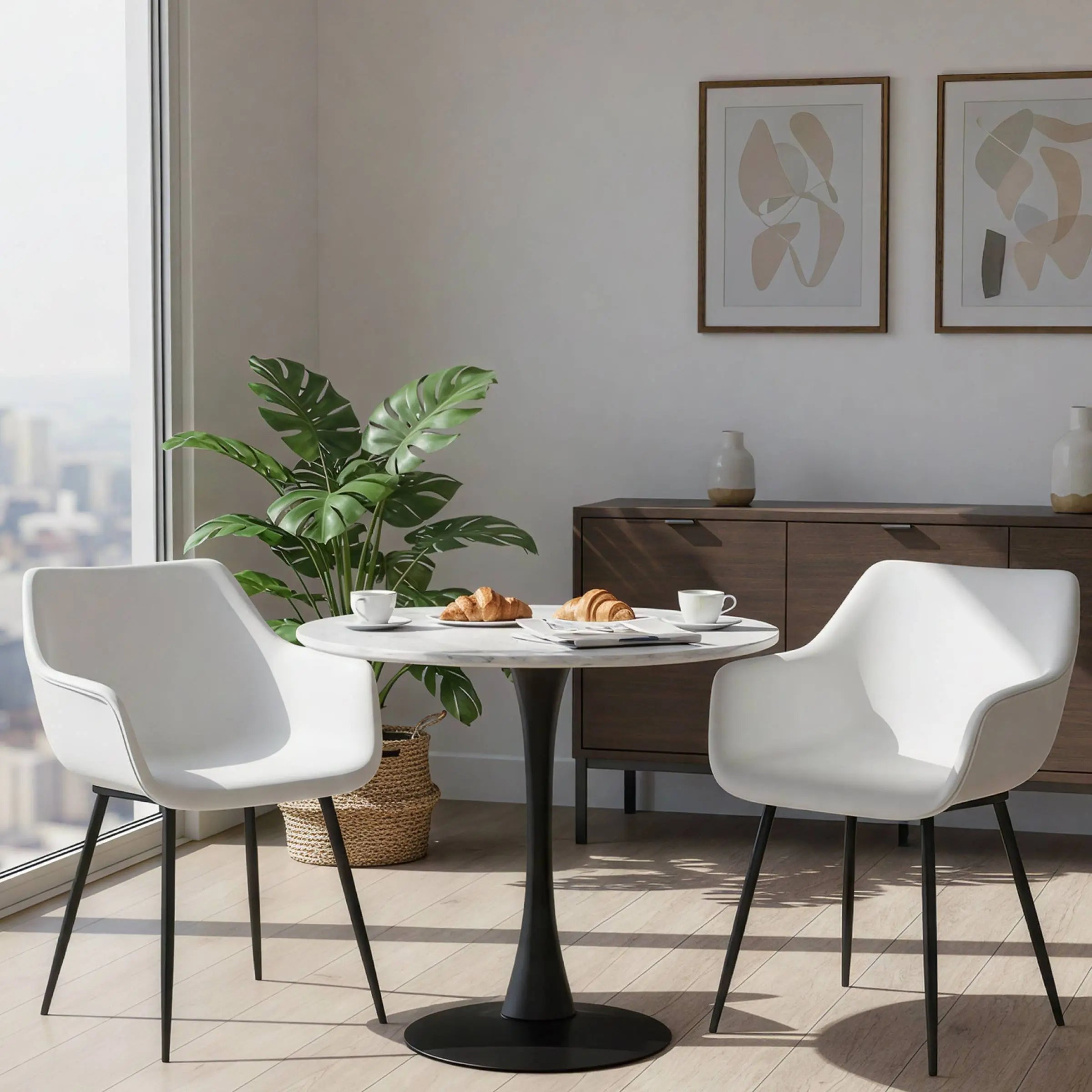 Markley Leather Dining Chair with Powder-Coated Iron Legs