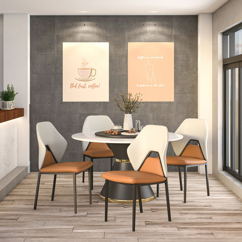 Eclat Collection Modern Upholstered Leather Dining Chair Set of 2