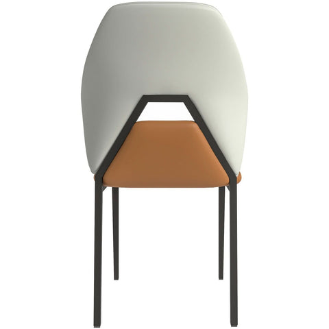 ECLAT Dining Chair with Upholstered Leather Seat and Back in Black Iron