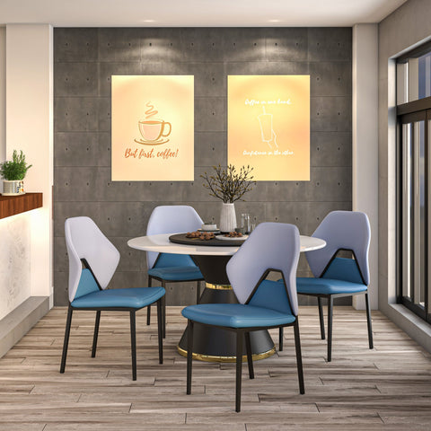 Eclat Collection Modern Upholstered Leather Dining Chair Set of 2