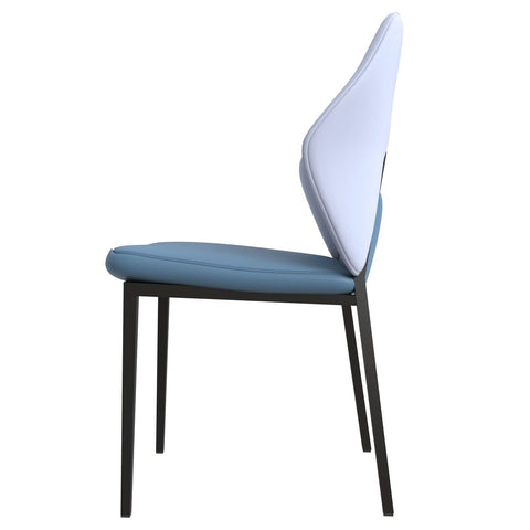 ECLAT Dining Chair with Upholstered Leather Seat and Back in Black Iron