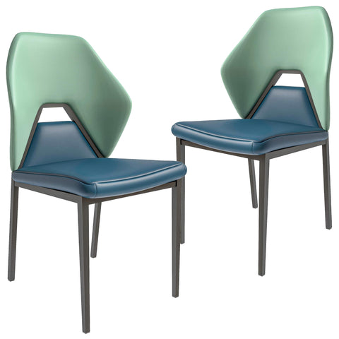 Eclat Collection Modern Upholstered Leather Dining Chair Set of 2