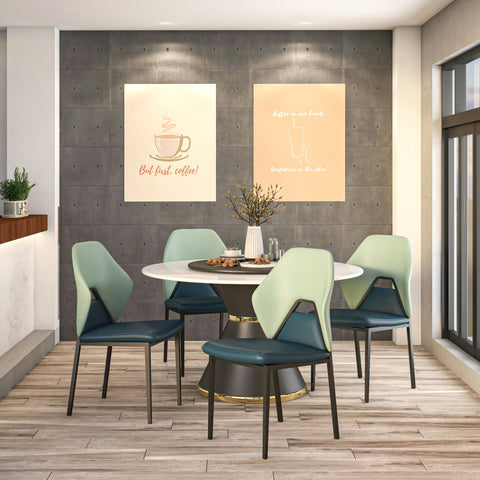 Eclat Collection Modern Upholstered Leather Dining Chair Set of 2