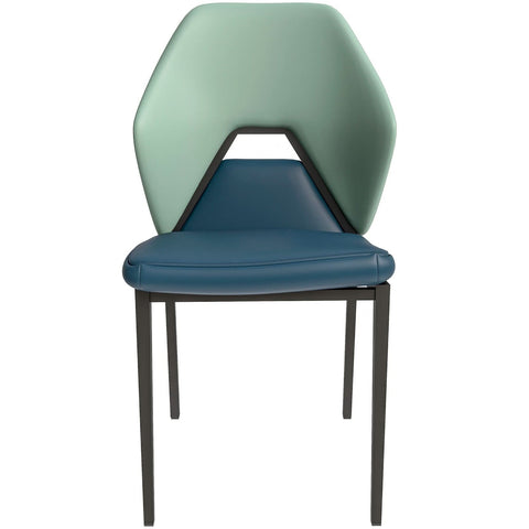 ECLAT Dining Chair with Upholstered Leather Seat and Back in Black Iron