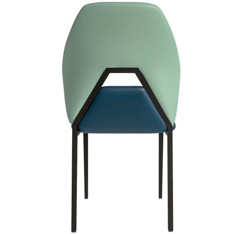 ECLAT Dining Chair with Upholstered Leather Seat and Back in Black Iron
