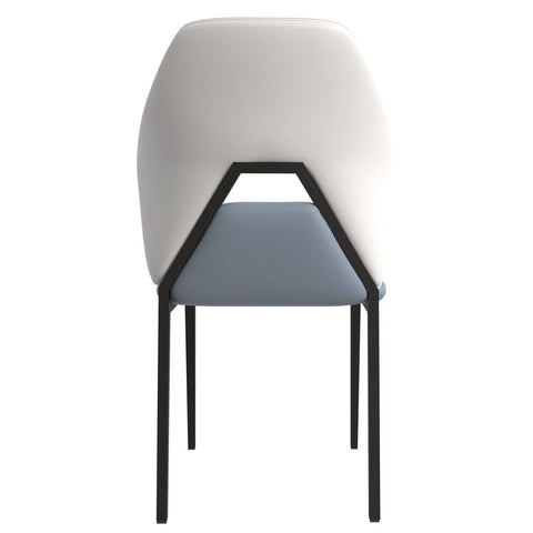 ECLAT Dining Chair with Upholstered Leather Seat and Back in Black Iron