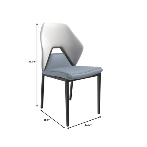 ECLAT Dining Chair with Upholstered Leather Seat and Back in Black Iron