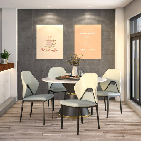 Eclat Collection Modern Upholstered Leather Dining Chair Set of 2