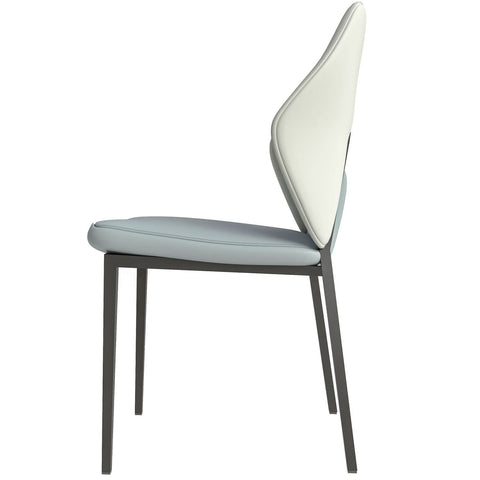 LeisureMod ECLAT Dining Chair with Upholstered Leather Seat and Back in Black Iron