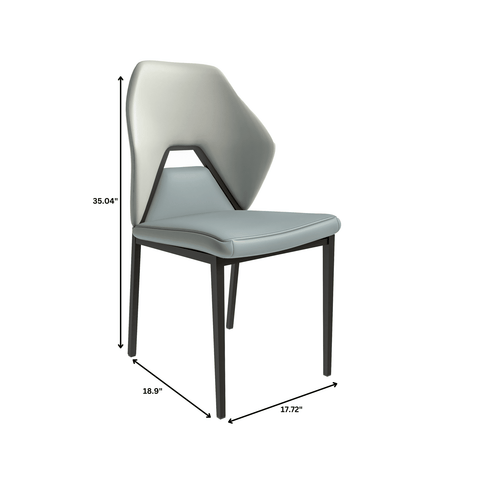 ECLAT Dining Chair with Upholstered Leather Seat and Back in Black Iron