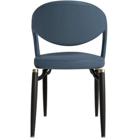 LeisureMod Entice Modern Dining Chairs Upholstered Leather Seat and Curved Back in Black Iron Legs