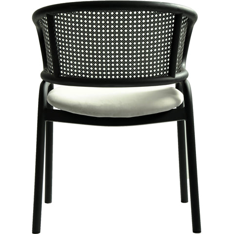 Ervilla Dining Armchair with Black Steel Legs and Black Wicker Back Set of 4