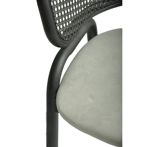 Ervilla Dining Armchair with Black Steel Legs and Black Wicker Back Set of 4
