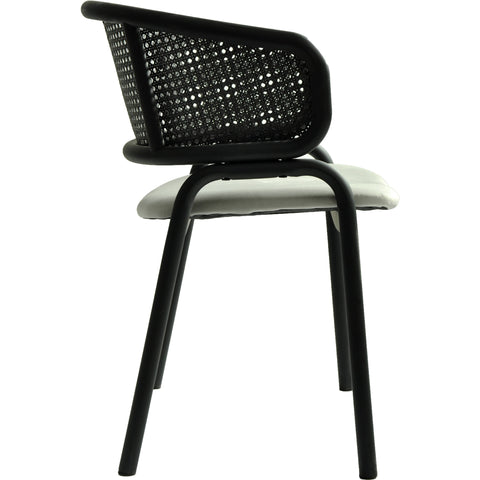 Ervilla Dining Armchair with Black Steel Legs and Black Wicker Back Set of 4