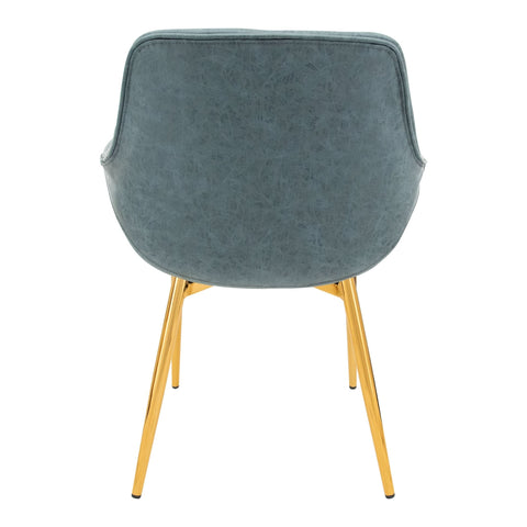 Markley Modern Leather Dining Arm Chair With Black/Gold Metal Legs