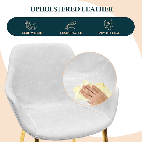 Markley Modern Leather Dining Arm Chair With Black/Gold Metal Legs