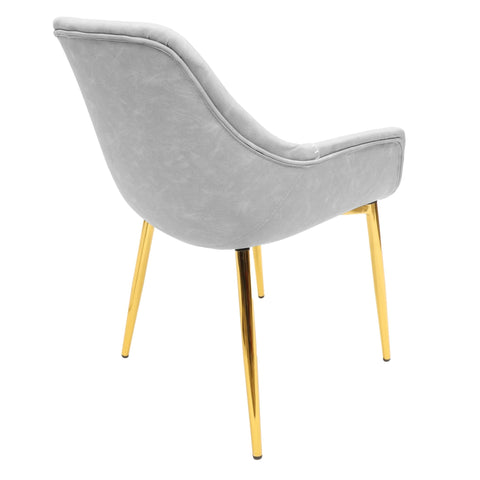 Markley Modern Leather Dining Arm Chair With Black/Gold Metal Legs