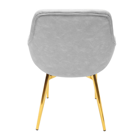Markley Modern Leather Dining Arm Chair With Black/Gold Metal Legs